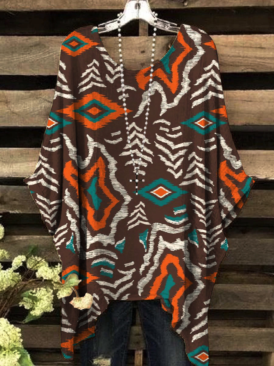 Dámské vintage nepravidelné grafické tisk top