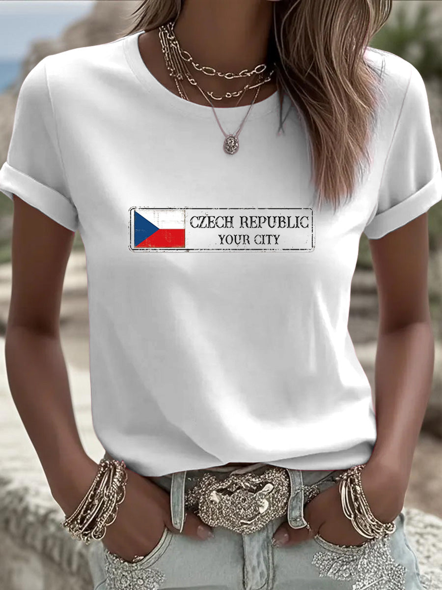 Bílá česká vlajka minimalistická trička pro ženy