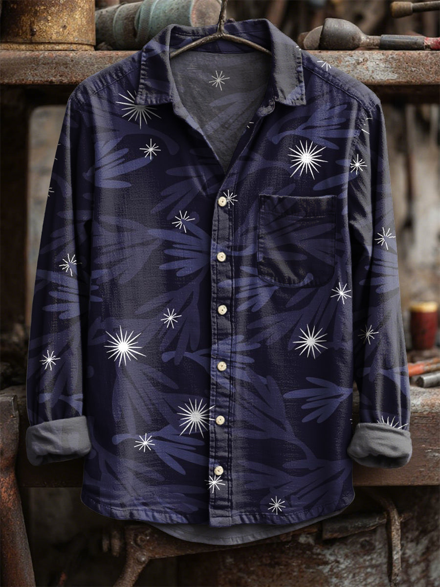 Retro star print tričko s dlouhým rukávem