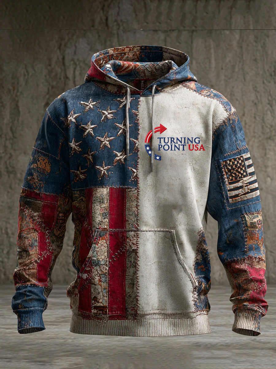 Pánské "freedom is not free" american flag print casual long sleeve sweatshirt