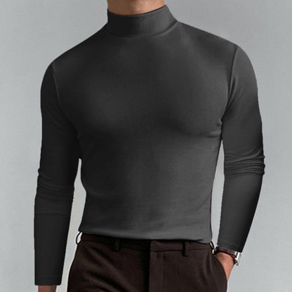 🔥Pánské tričko s vysokým límcem, slim fit a dlouhým rukávem