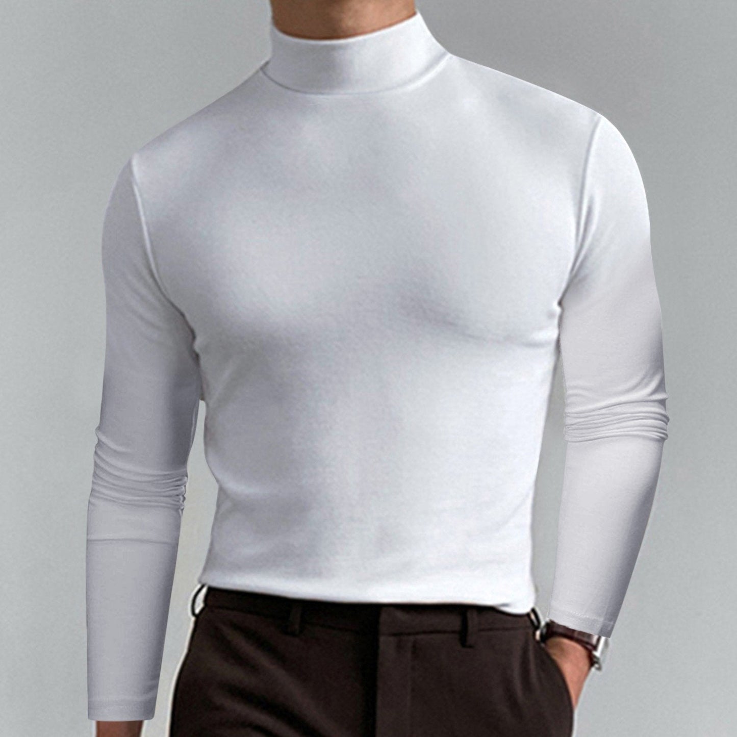 🔥Pánské tričko s vysokým límcem, slim fit a dlouhým rukávem