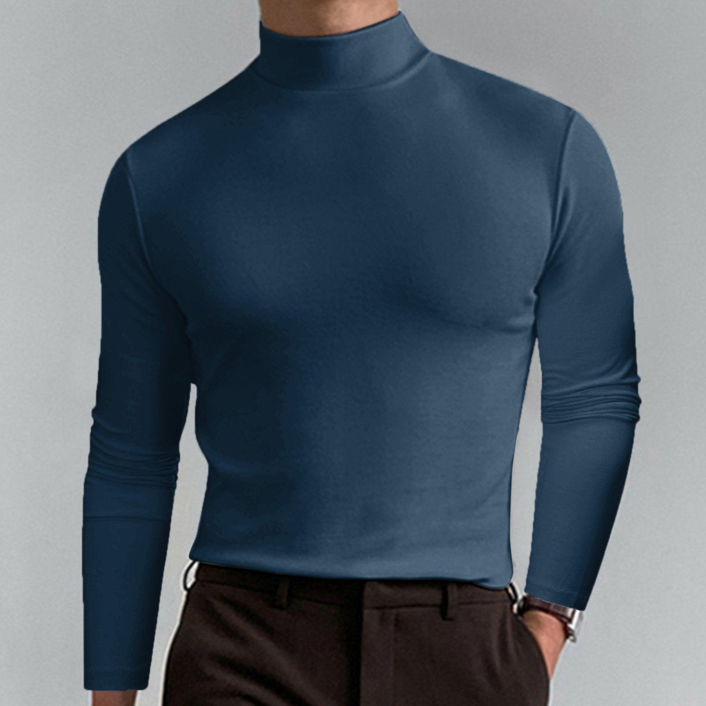 🔥Pánské tričko s vysokým límcem, slim fit a dlouhým rukávem