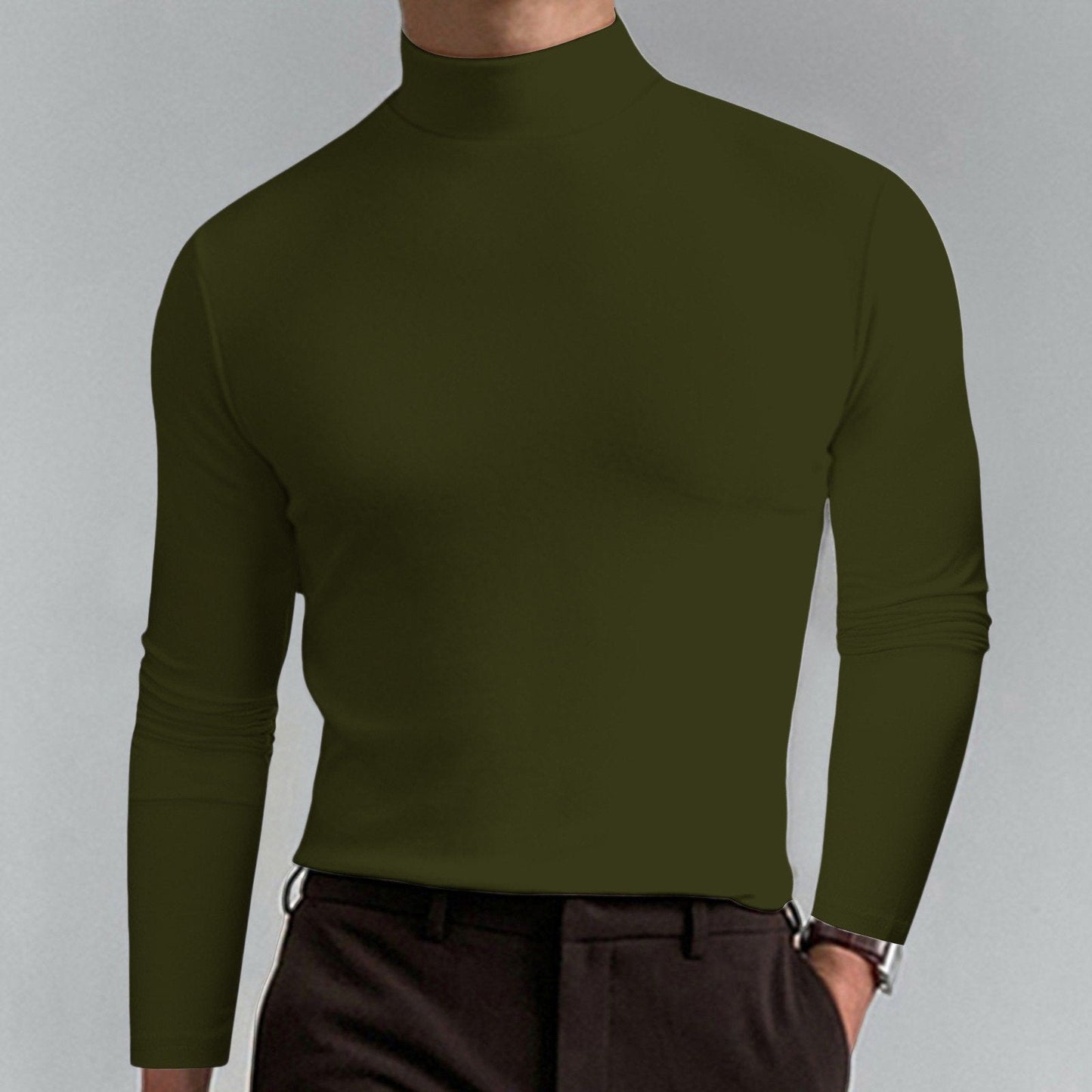 🔥Pánské tričko s vysokým límcem, slim fit a dlouhým rukávem