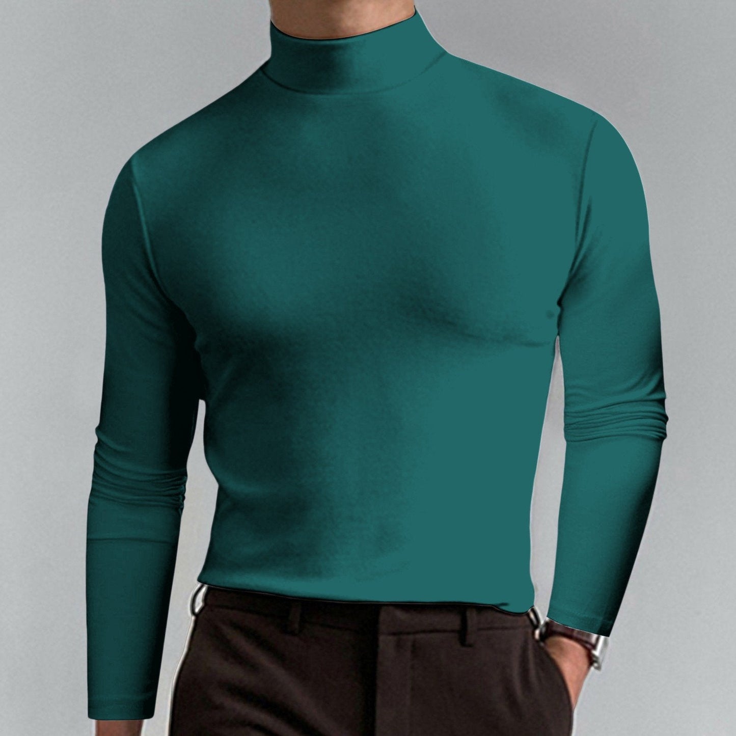 🔥Pánské tričko s vysokým límcem, slim fit a dlouhým rukávem