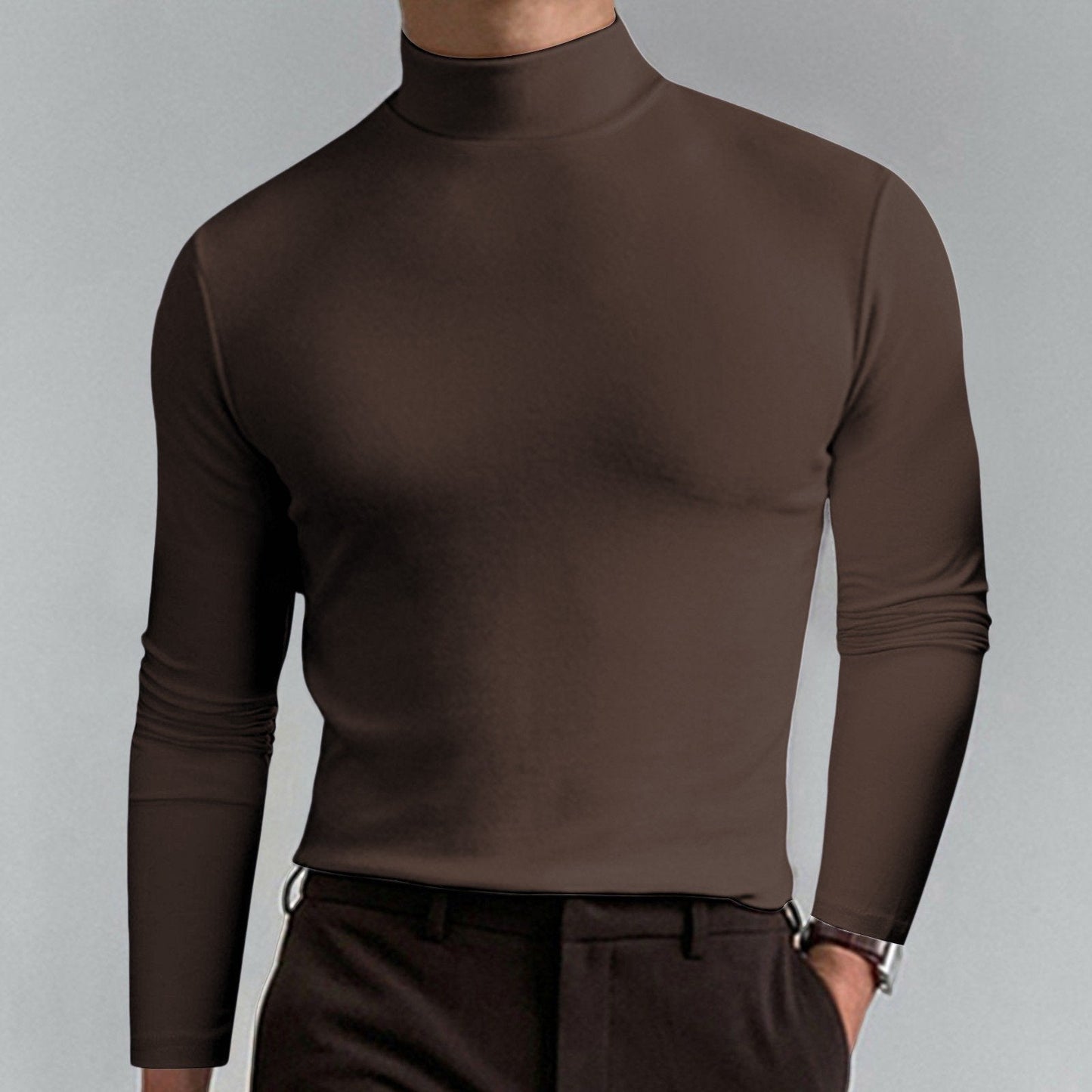 🔥Pánské tričko s vysokým límcem, slim fit a dlouhým rukávem