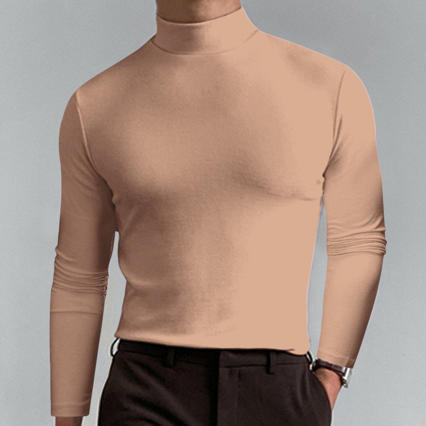 🔥Pánské tričko s vysokým límcem, slim fit a dlouhým rukávem