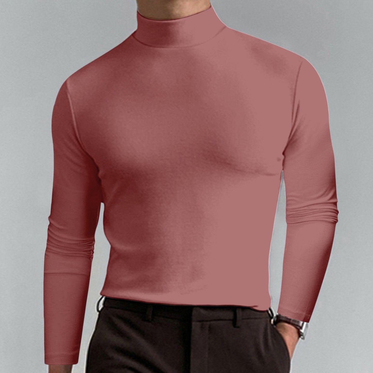 🔥Pánské tričko s vysokým límcem, slim fit a dlouhým rukávem