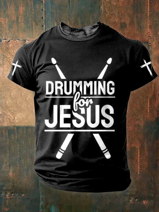Retro faith print casual t-shirt