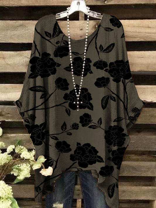 Women's vintage floral print top