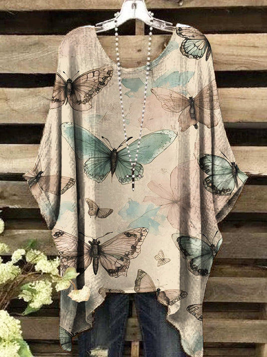 Ženy vintage butterfly print top