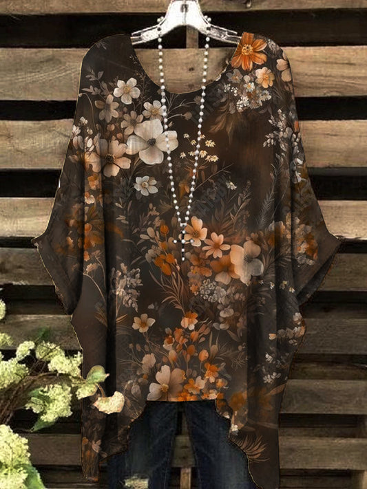 Women's vintage garden print top