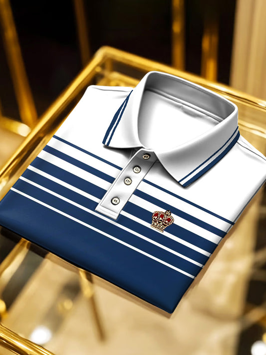 Mužská jednoduchá pruhovaná business polo košile