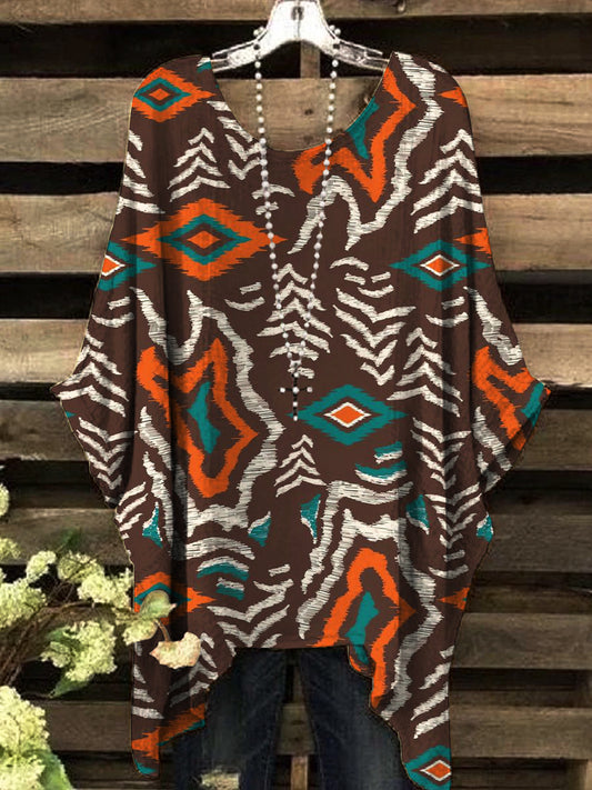 Dámské vintage nepravidelné grafické tisk top