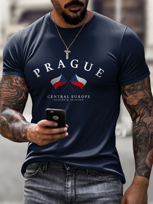Men's vintage art flag casual t-shirt