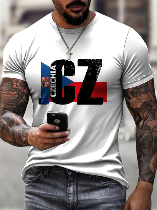Men's vintage flag emblem casual t-shirt