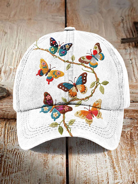 Butterfly floral baseball cap