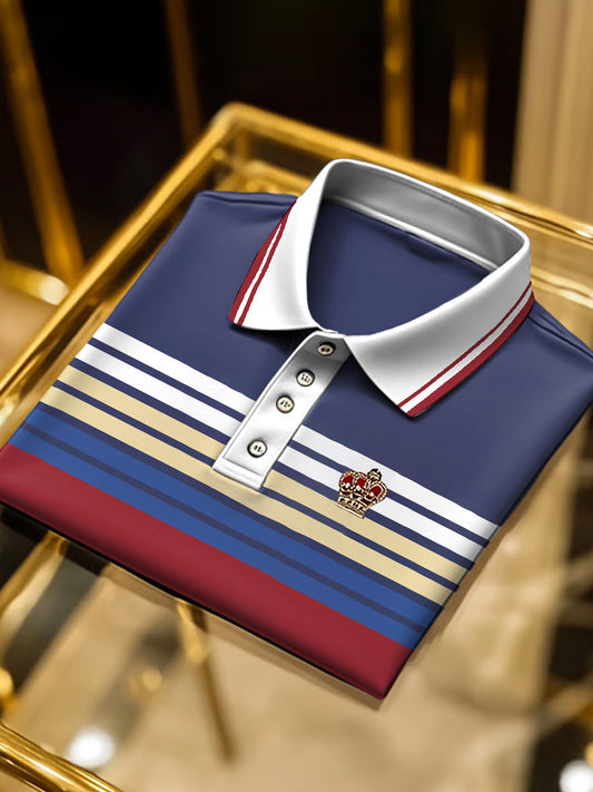 Men's multicolor pinstripe casual polo shirt