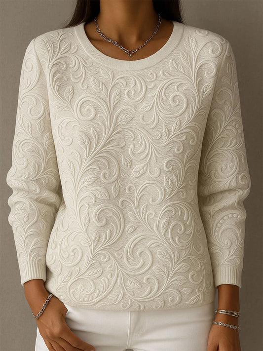 Women's vintage floral print comfortable casual svetr