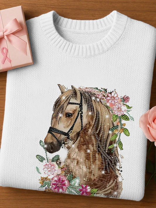 Women's artistic animal print comfortable knitted short sleeve top