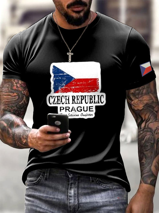 Mužská černá košile s českou vlajkou
