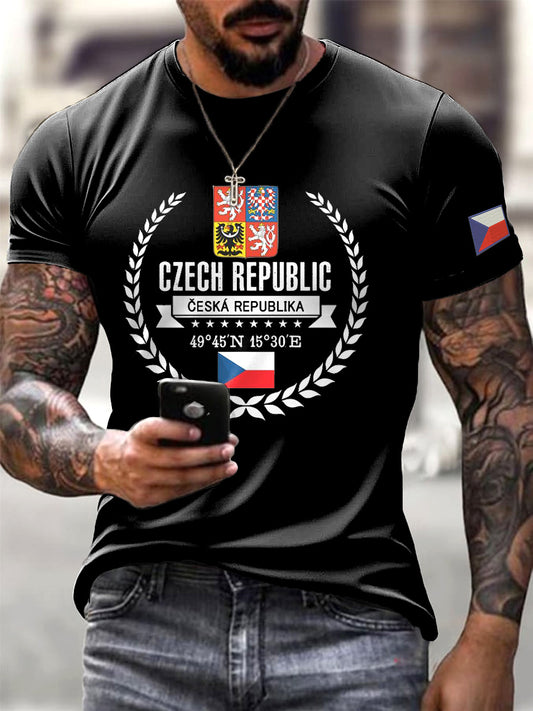 Černá pánská česká republika neformální tričko