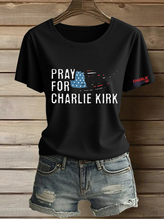 Dámské charlie kirk svoboda tištěné vintage móda volné krátké rukávy t-shirt