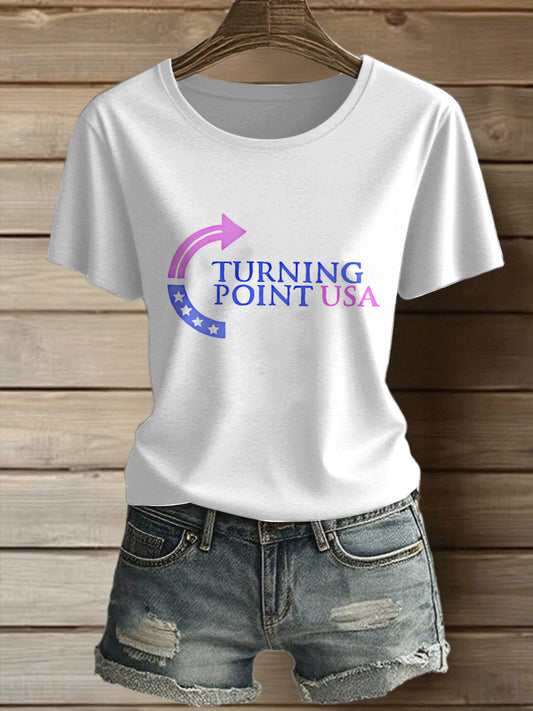 Dámské americké turning point tištěné vintage fashion volné krátké rukávy t-shirt