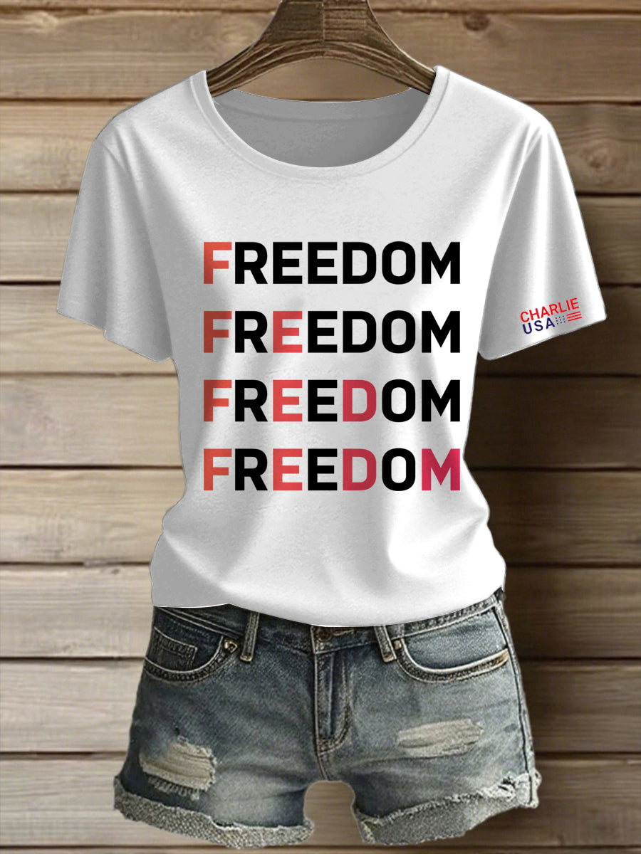 Dámské charlie kirk svoboda tištěné vintage móda volné krátké rukávy t-shirt