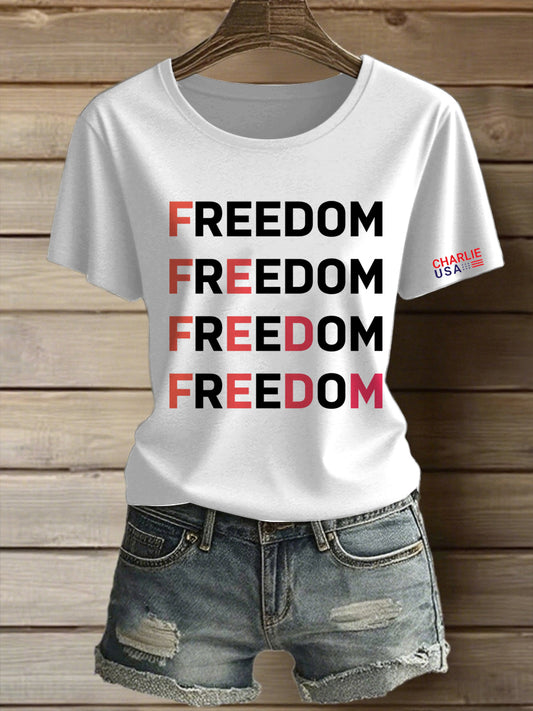 Dámské charlie kirk svoboda tištěné vintage móda volné krátké rukávy t-shirt