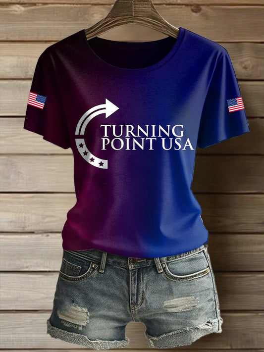 Dámské americké turning point tištěné vintage fashion volné krátké rukávy t-shirt