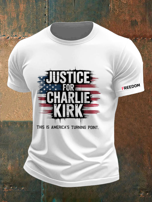 Pánské charlie kirk svoboda vytištěné vintage módy volné krátké rukávy t-shirt