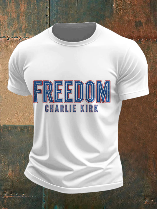 Pánské charlie kirk svoboda vytištěné vintage módy volné krátké rukávy t-shirt