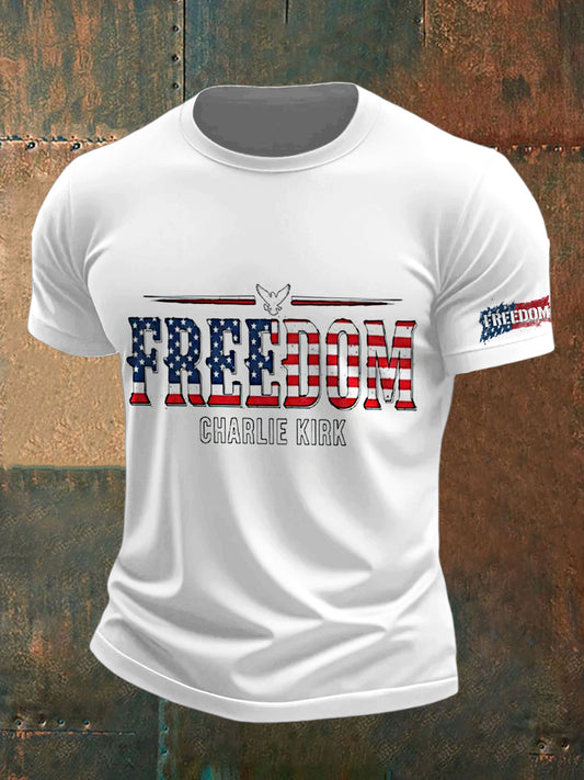 Pánské charlie kirk svoboda vytištěné vintage módy volné krátké rukávy t-shirt
