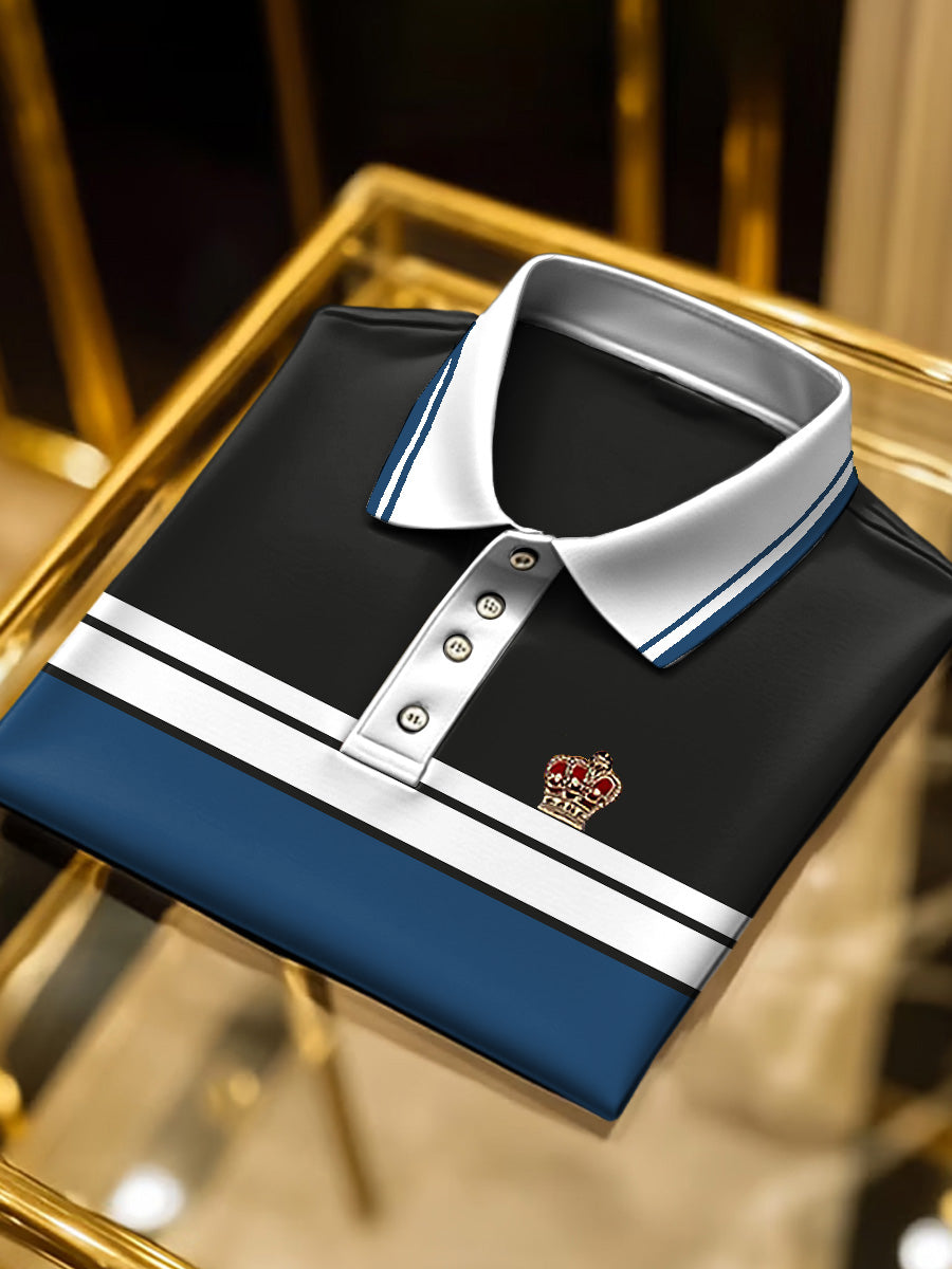 Mužské navy blue pruhované vintage polo košile