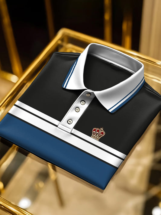 Mužské navy blue pruhované vintage polo košile