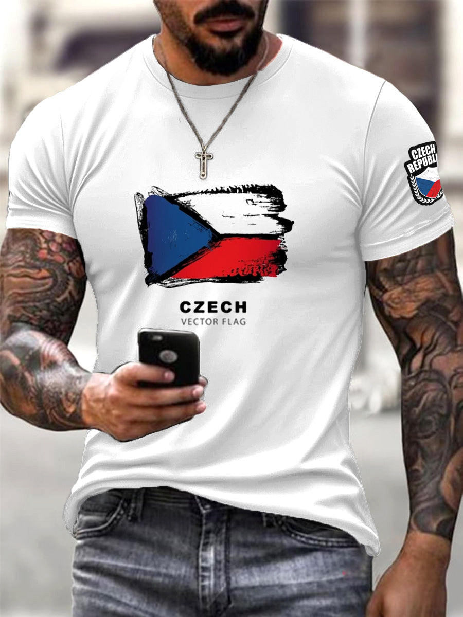 Pánské bílé tričko s českou vlajkou