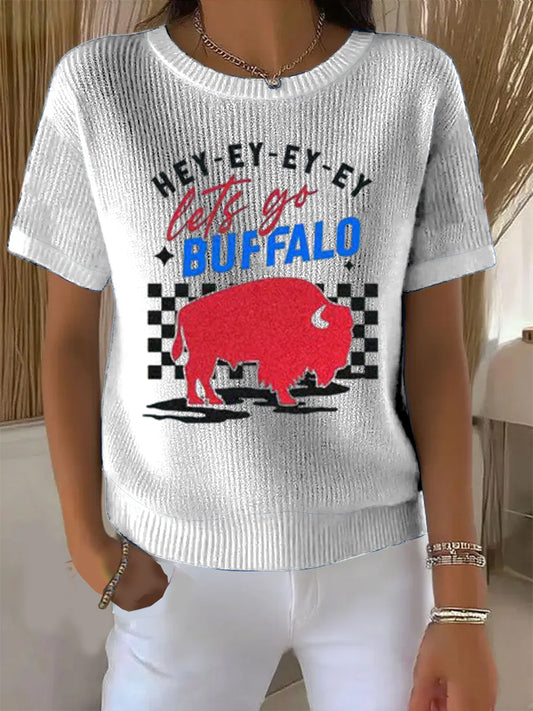 Ročník americký fotbal buffalo účty vytisknout pohodlné neformální bavlny s krátkými rukávy t-shirt