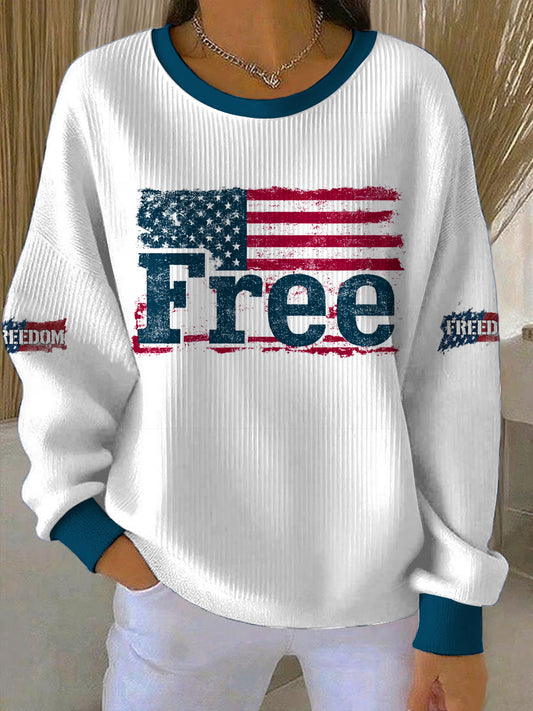 Women's charlie kirk freedom printed round neck long sleeved sweatshirt