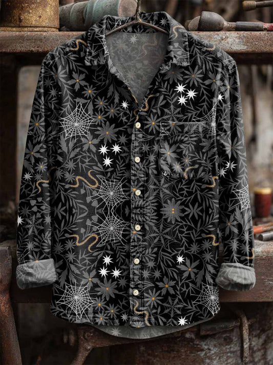 Retro snowflake print casual s dlouhými rukávy
