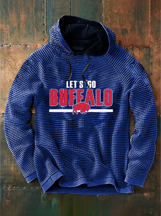 Vintage americký fotbal buffalo účty vytisknout neformální bavlna francouzské terry mikina