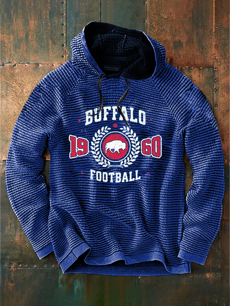 Vintage americký fotbal buffalo účty vytisknout neformální bavlna francouzské terry mikina
