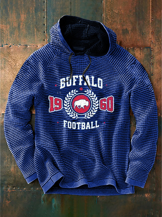 Vintage americký fotbal buffalo účty vytisknout neformální bavlna francouzské terry mikina