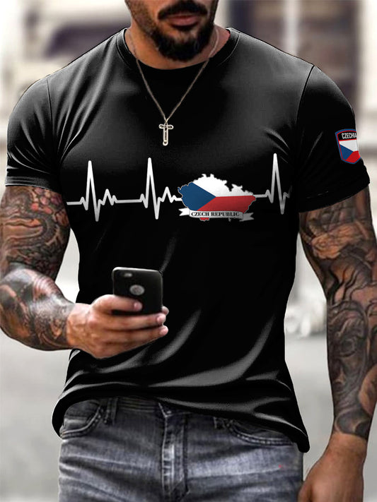Men's black czech creative casual t-shirt