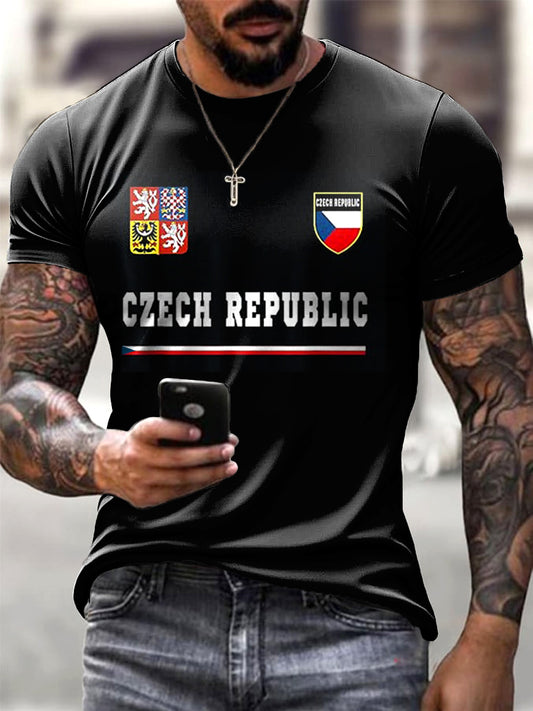 Mužské české vlajky příležitostné tričko