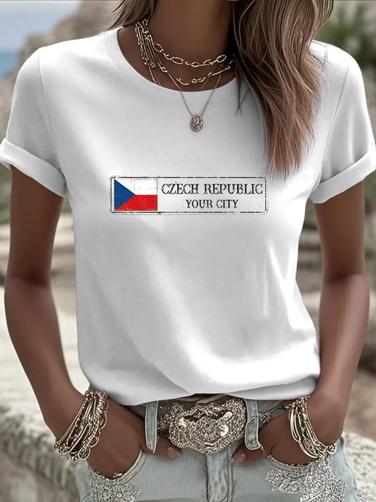 Bílá česká vlajka minimalistická trička pro ženy