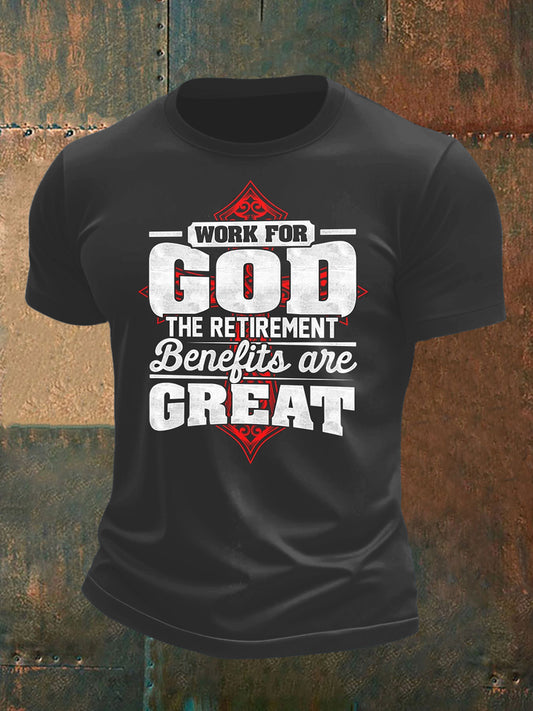 Men's work for god printed short sleeve t-shirt