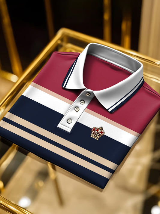 Pánské vintage horizontální pruhované business polo košile