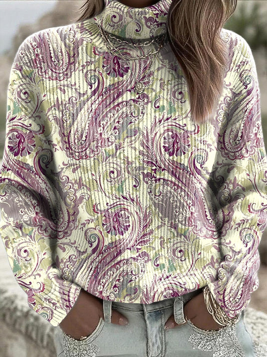 Dámské elegantní paisley casual roleta jumper