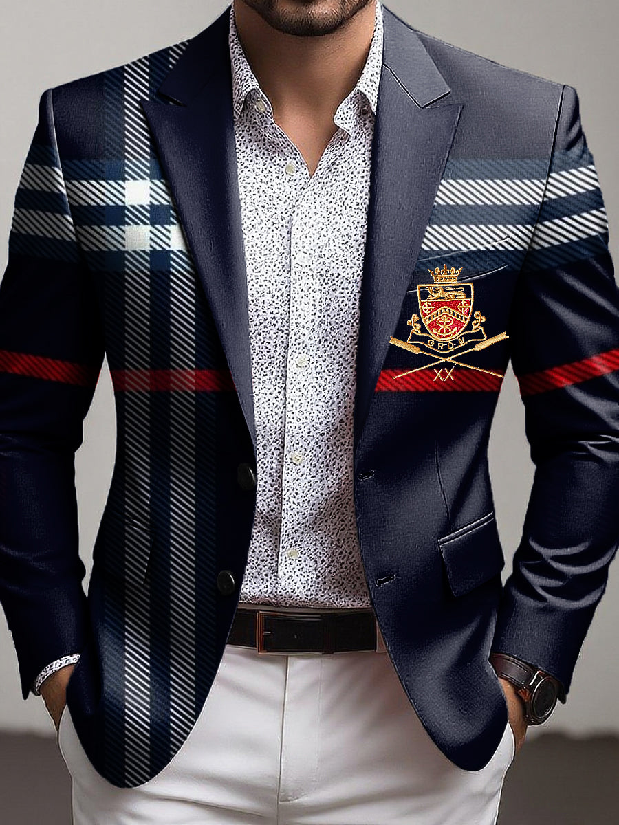 Pánské vintage pruhované obchodní blazer